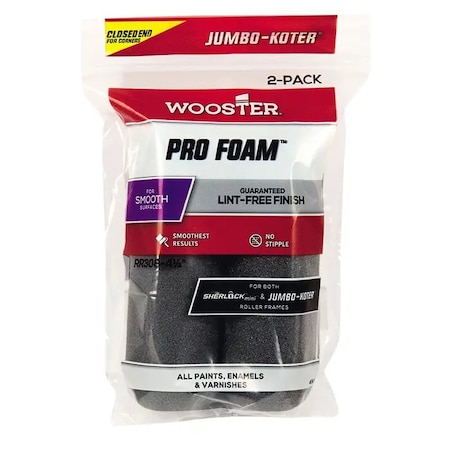 Wooster 4-1/2" Mini Paint Roller Cover, Foam, 2 PK RR308